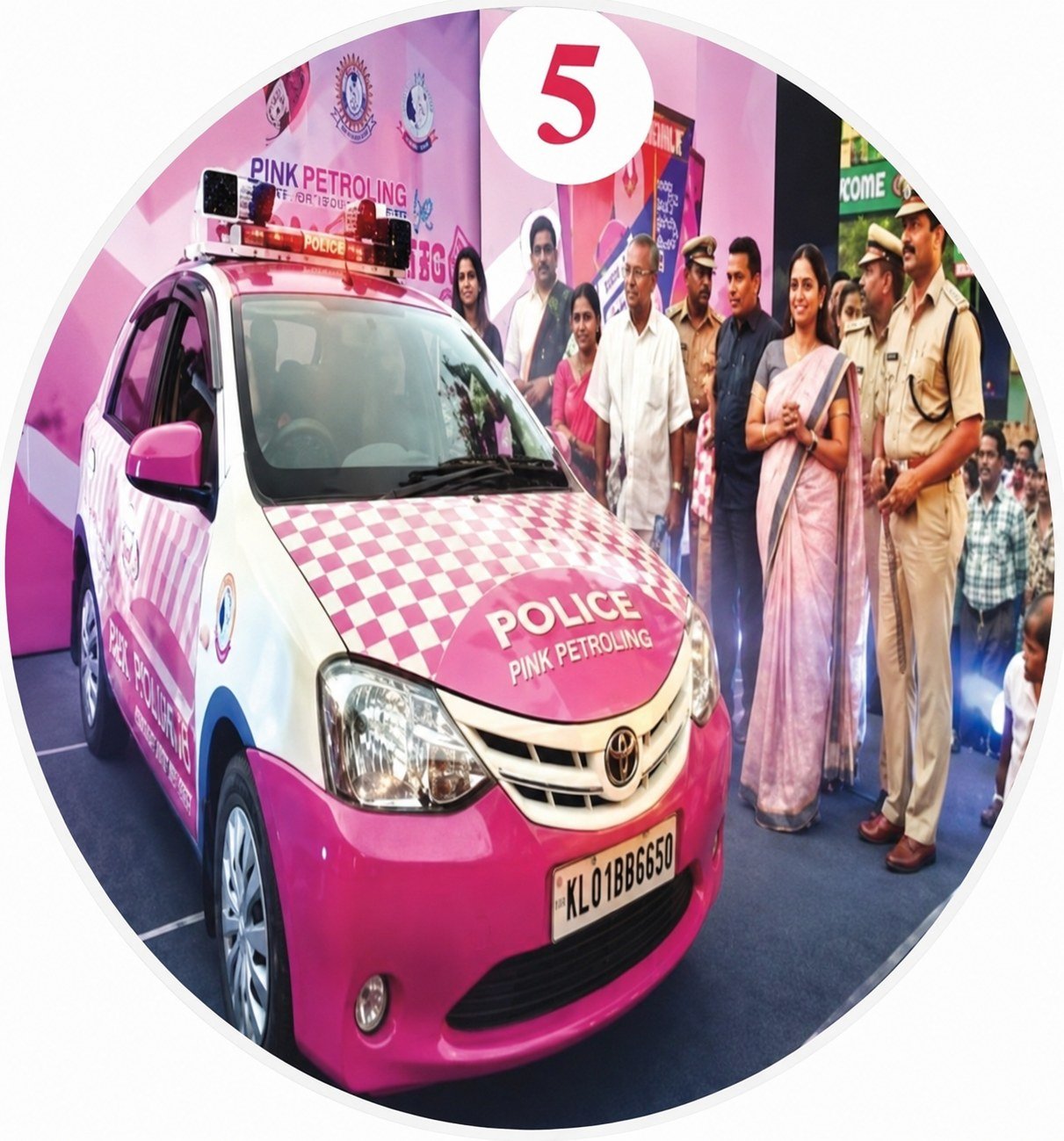 Police patrol vehicle branding, pink petroling campaign