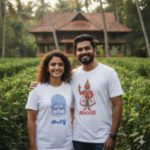 2 white t shirts with personalized print