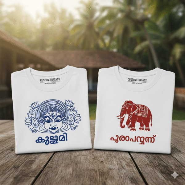 2 white t shirts with personalized print